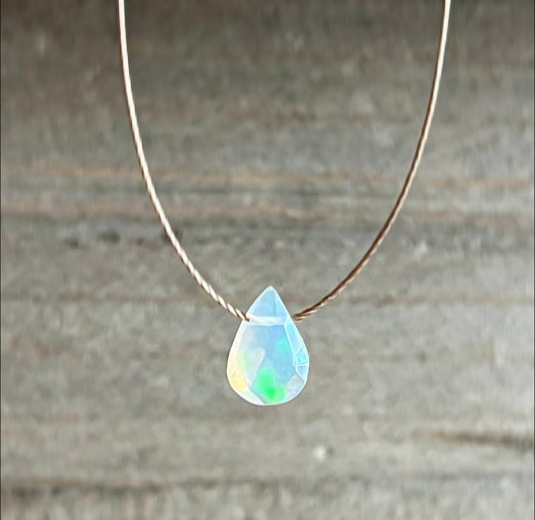 Ethiopian Opal Teardrop Necklace - Main Image