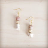 Frosted Sunstone & White Turquoise Drop Earrings 200ba