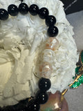 Skull Pearl and Black Agate Bracelet