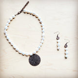 Freshwater Pearl Collar Necklace w/ Copper Scroll Pendant 260a