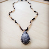 Black Lava Beaded Necklace w/ Druzy Pendant 257lb