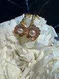 Flower and Pearl Hoop Earring