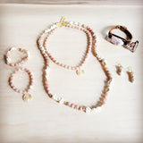 Frosted Sunstone & White Turquoise Drop Earrings 200ba