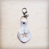 **Branded Hair-on-Hide Leather Key Chain-Star 703L