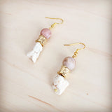 Frosted Sunstone & White Turquoise Drop Earrings 200ba
