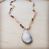 Picture Jasper Beaded Necklace w/ Druzy Pendant 262v