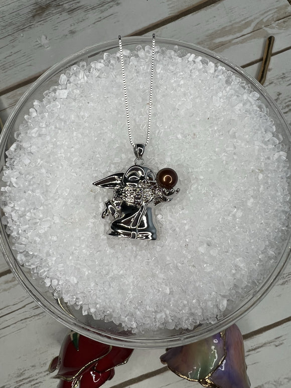 Sterling Silver Baby Yoda Necklace