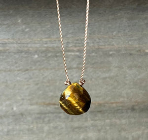 Tigers Eye Faceted Teardrop Necklace