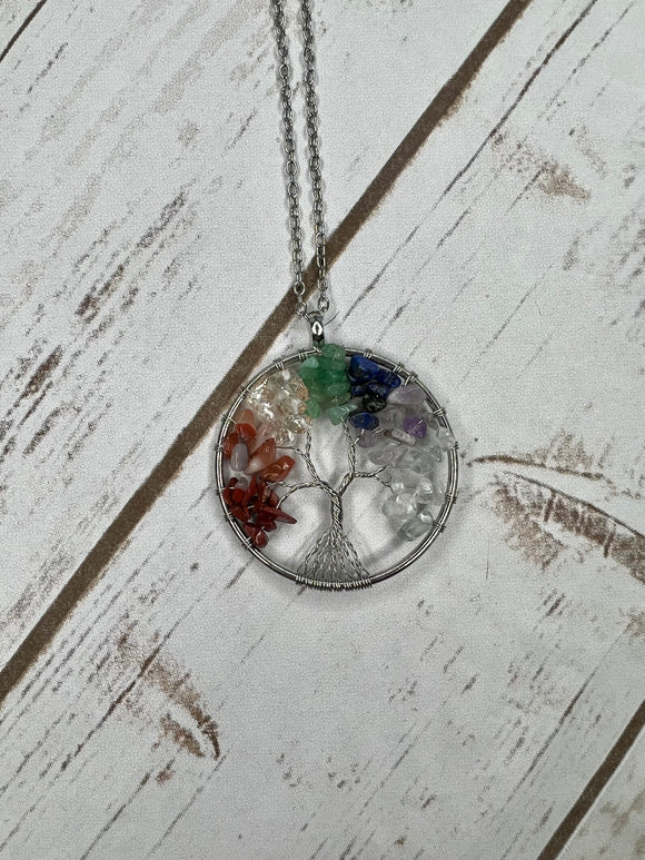Amazon.com: Jovivi Crystal Quartz Tree of Life Necklace 7 Chakras Healing  Gemstone Pendant Necklace : Health & Household