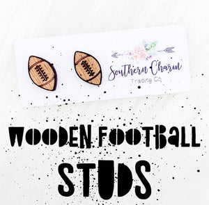 Wooden Football Stud Earrings