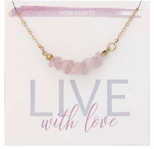 Live with Love Rose Quartz Stone Chip Necklace